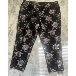Talbots‎ Women's Petites Floral Ankle Pants Black Size 16